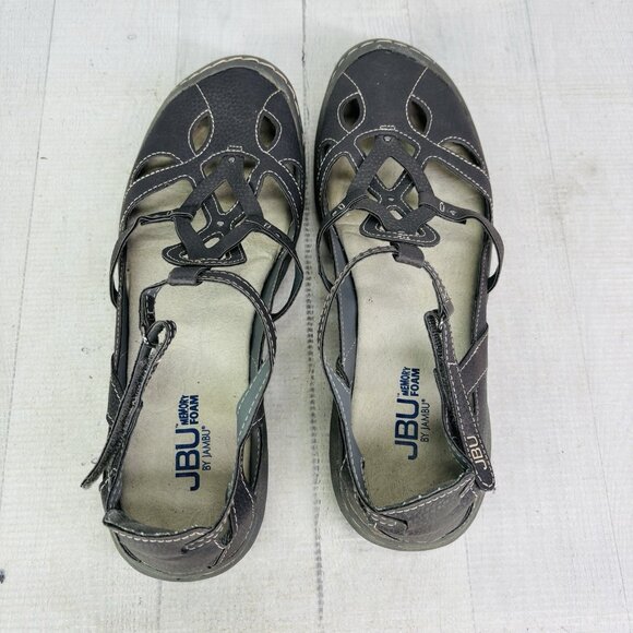 JBU By Jambu SYDNEY Gray Memory Foam Strappy Comfort Casual Flat Shoes Size 9 M - Picture 6 of 16